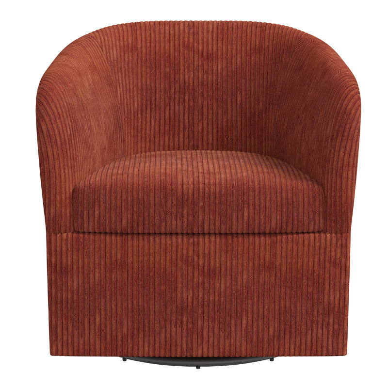 Joss & Main Upholstered Slipcovered Swivel Barrel Chair Wayfair